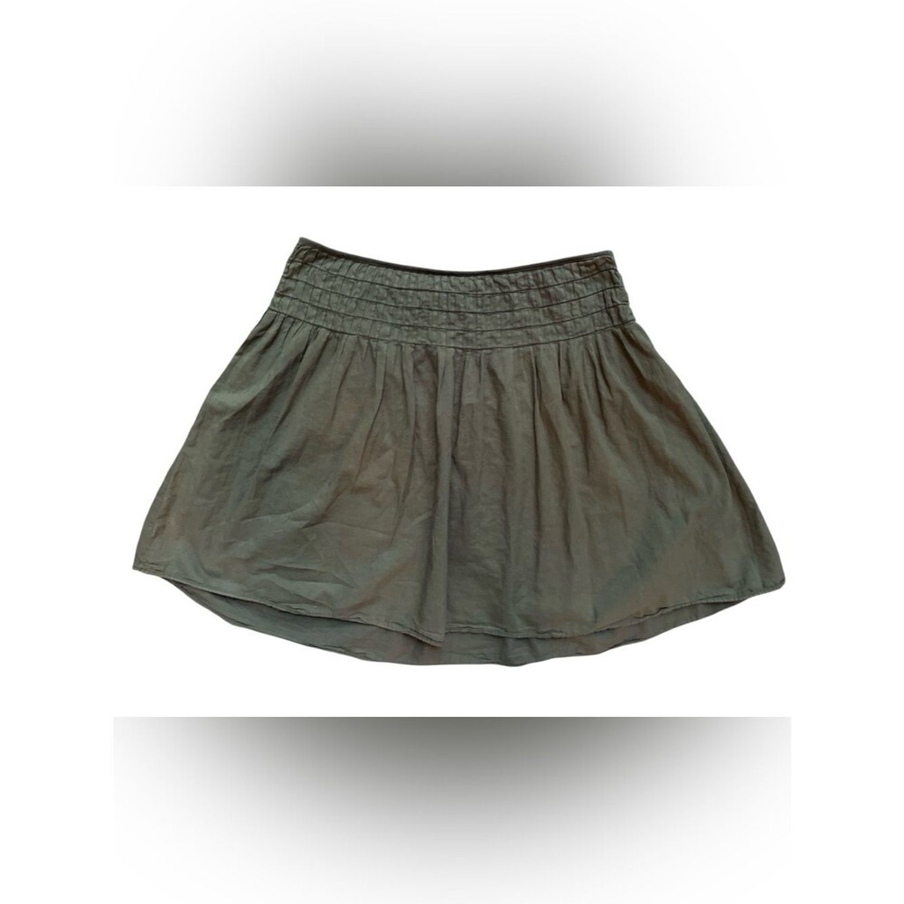 JAMES PERSE 100% Cotton Mini Skirt Olive Green Size 3 (Large) Quiet Luxury
